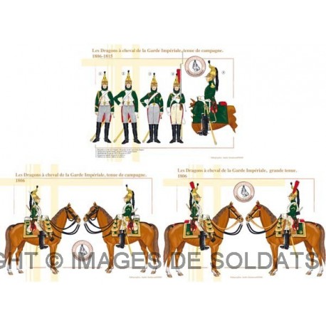 Die von Pferden gezogenen Drachen der kaiserlichen Garde, volles Kleid und Wahlkampfkleid, 1806