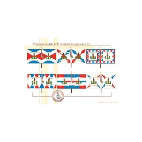 Französische Flaggen Modell 1794 der Halbbrigaden 49 bis 54