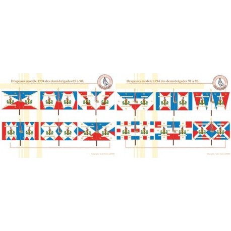 Französische Flaggen der Halbbrigaden 85–96 (Modell 1794)