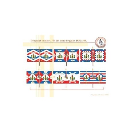 French Model 1794 flags of demi-brigades 103 to 108